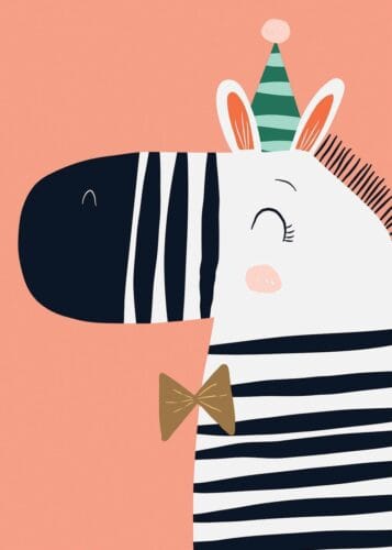 Parti Şapkası Takan Zebra Çizimi