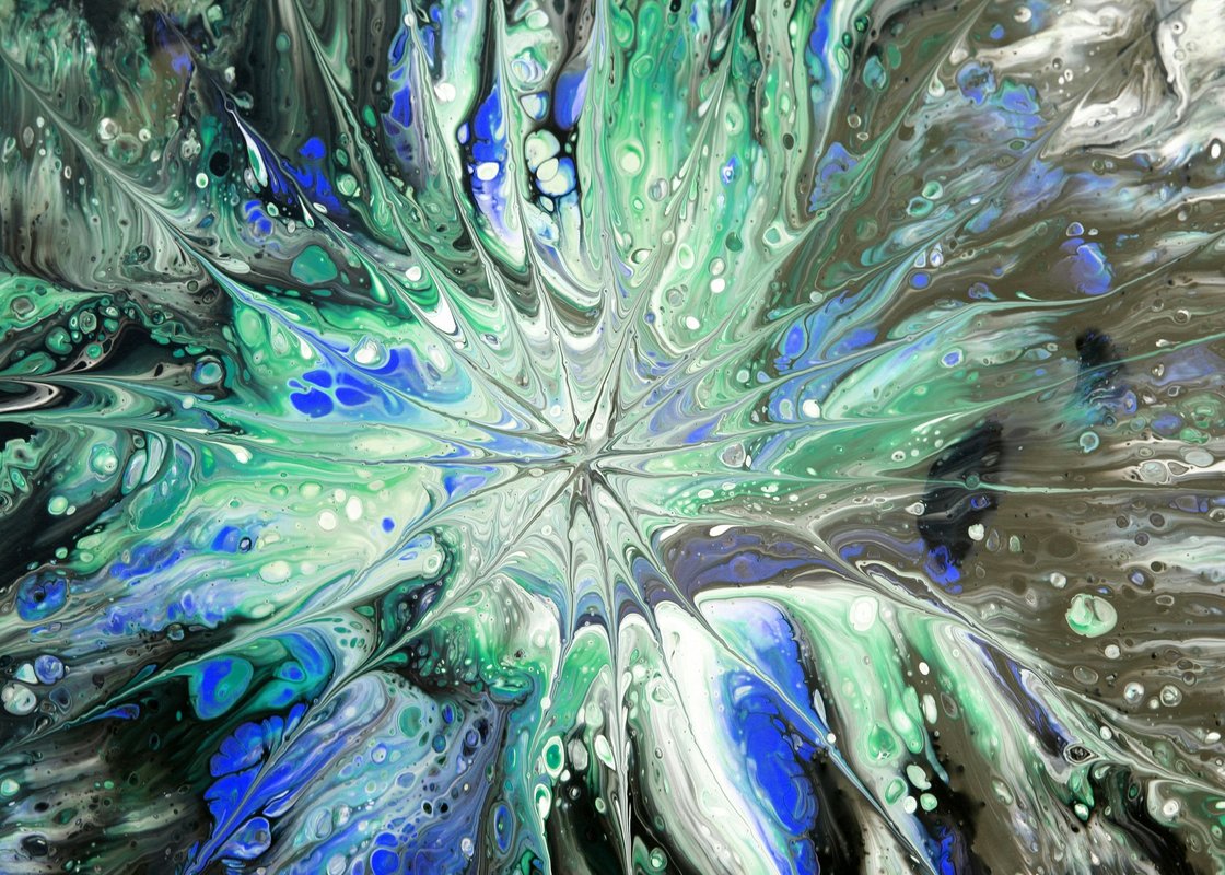 Turkuaz Açık Yeşil Ritim Doku Soyut Sanat Tablosu