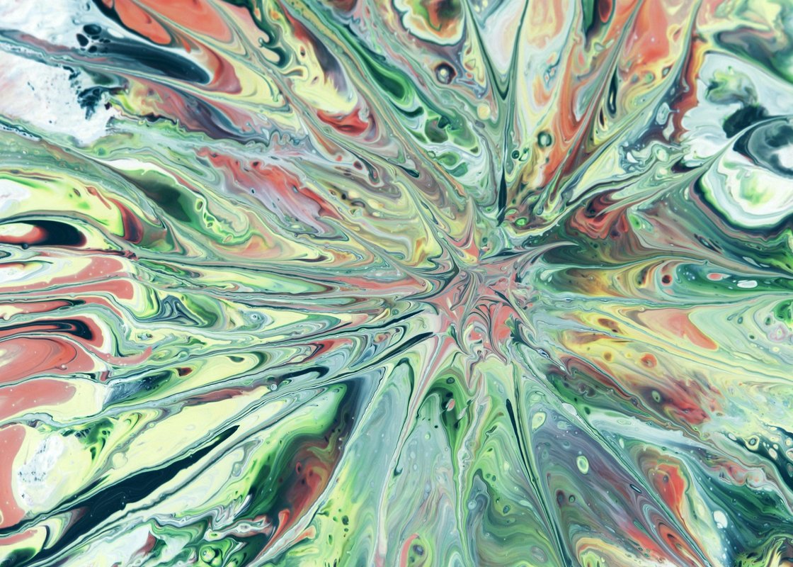 Turkuaz Açık Yeşil Tutku Spiral Soyut Tablo