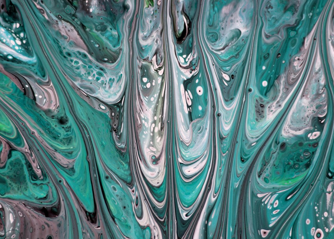 Turkuaz Gri Gizemli Gecis Soyut Sanat Tablosu