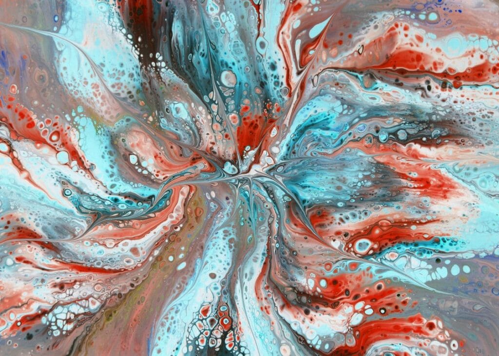turkuaz kirmizi dinamik doku soyut sanat tablosu jpg