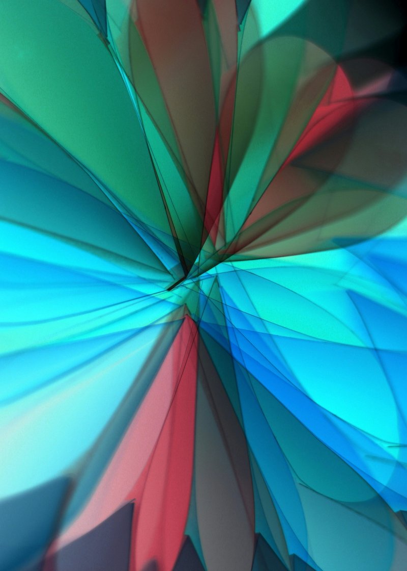 Turkuaz Kırmızı Sofistike Spiral Soyut Tablo