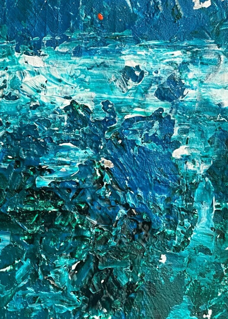 Turkuaz Koyu Mavi Sıcak Patlama Soyut Sanat Tablosu