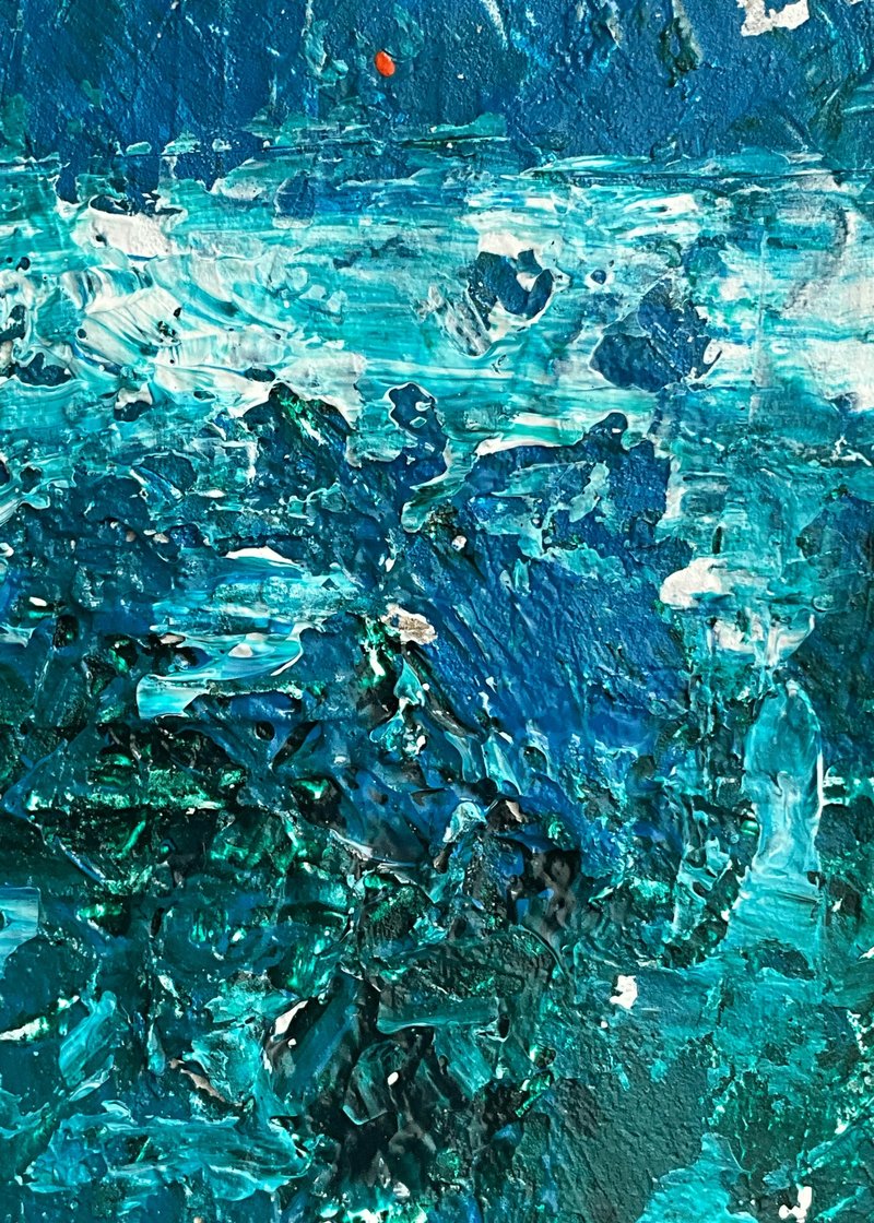 Turkuaz Koyu Mavi Sıcak Patlama Soyut Sanat Tablosu