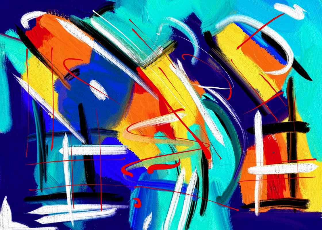 Turkuaz Koyu Mavi Sonsuz Doku Soyut Sanat Tablosu