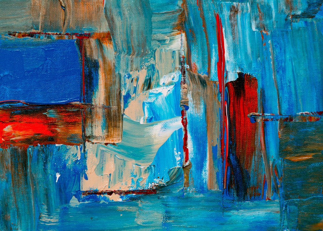 Turkuaz Mavi Tutku Doku Soyut Sanat Tablosu