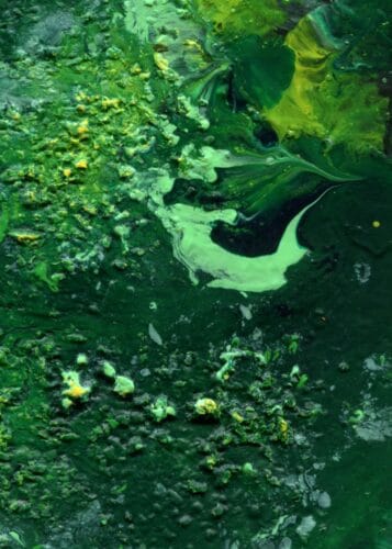 turkuaz yesil gizemli dalga soyut tablo jpg
