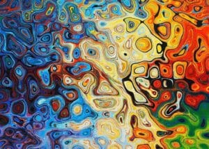 Turuncu Altın Cesaret Spiral Soyut Sanat Tablosu