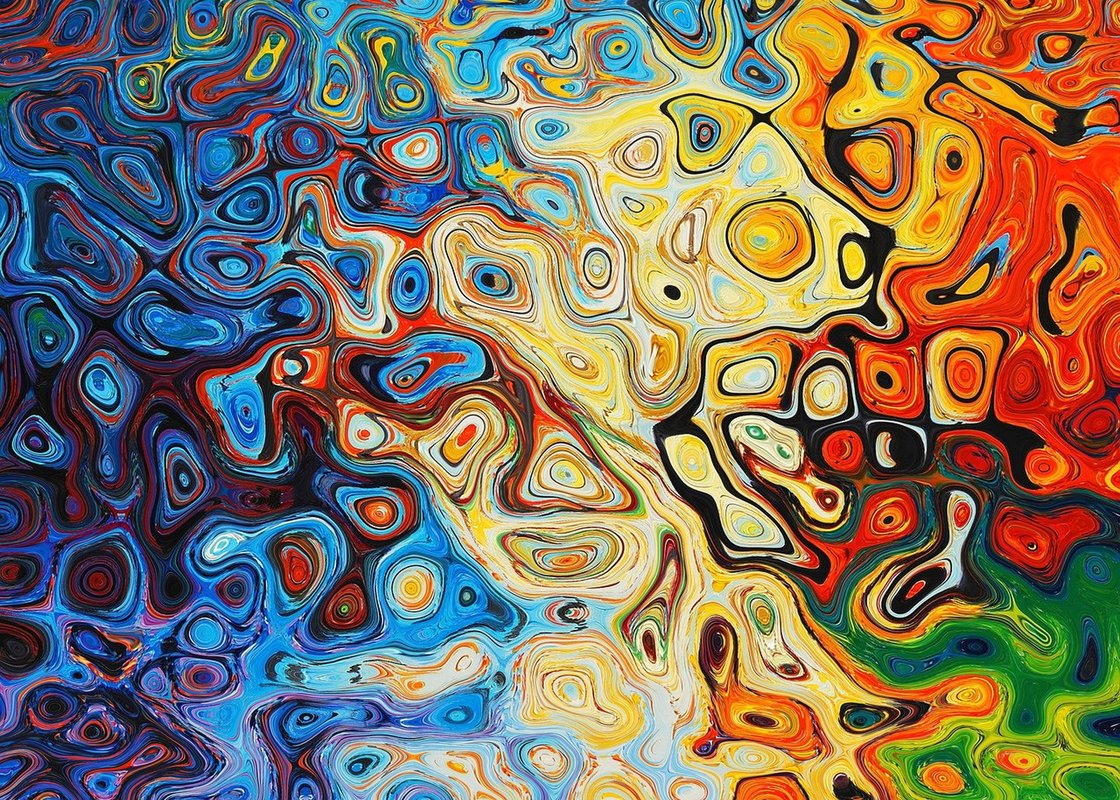 Turuncu Altın Cesaret Spiral Soyut Sanat Tablosu