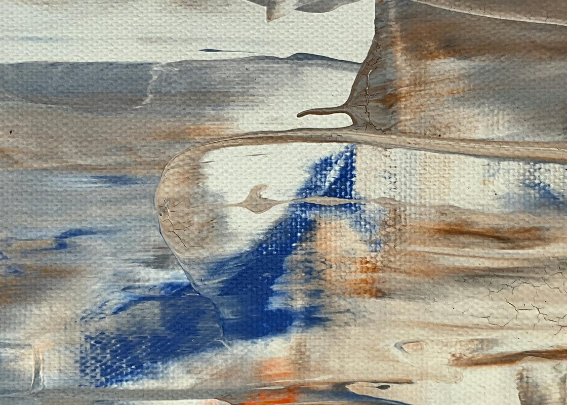 Turuncu Altın Romantik Fırça Dekoratif Soyut Tablo
