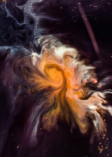 turuncu gul kurusu enerjik spiral soyut kanvas tablo jpg