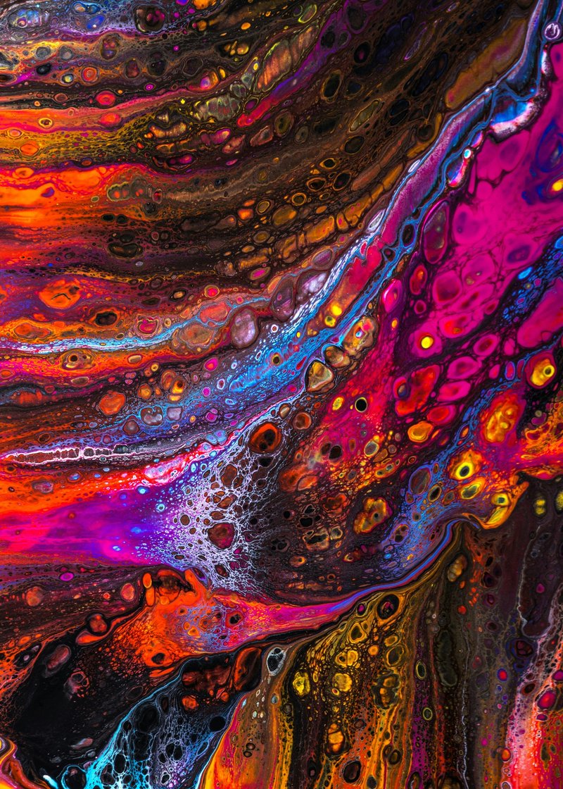 Turuncu Kırmızı Canlı Spiral Soyut Tablo