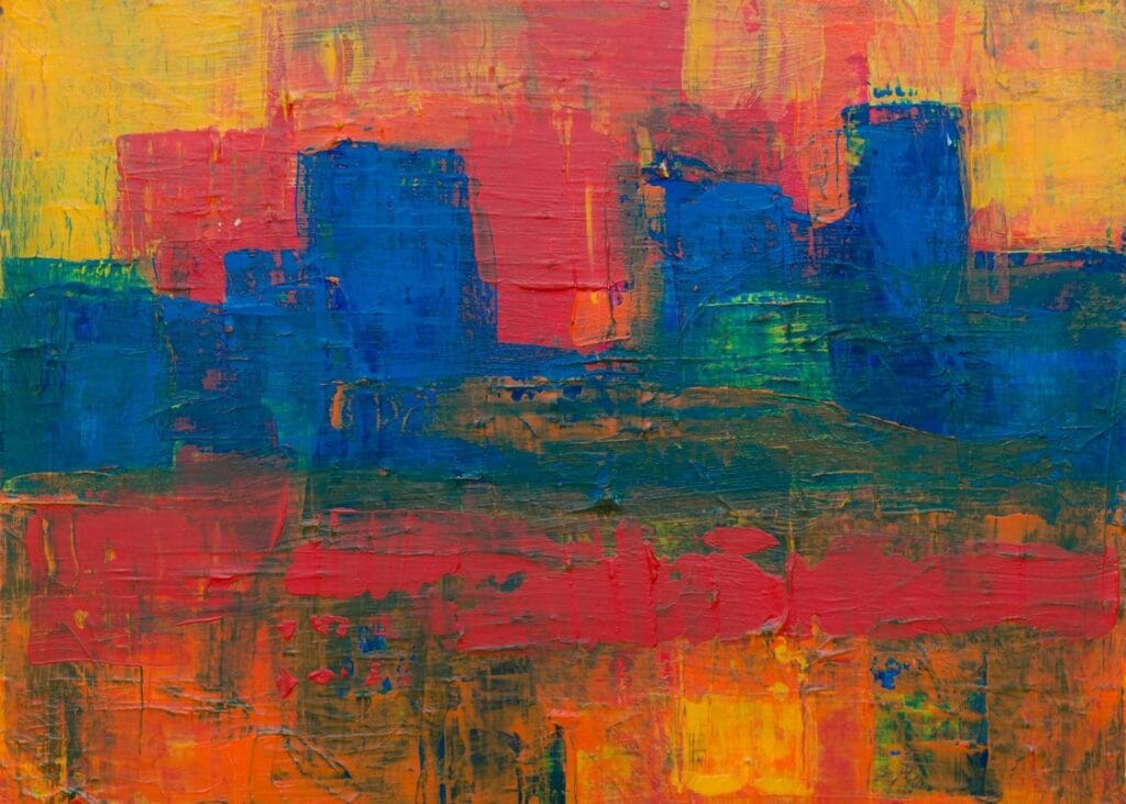 turuncu kirmizi denge leke soyut sanat tablosu jpg