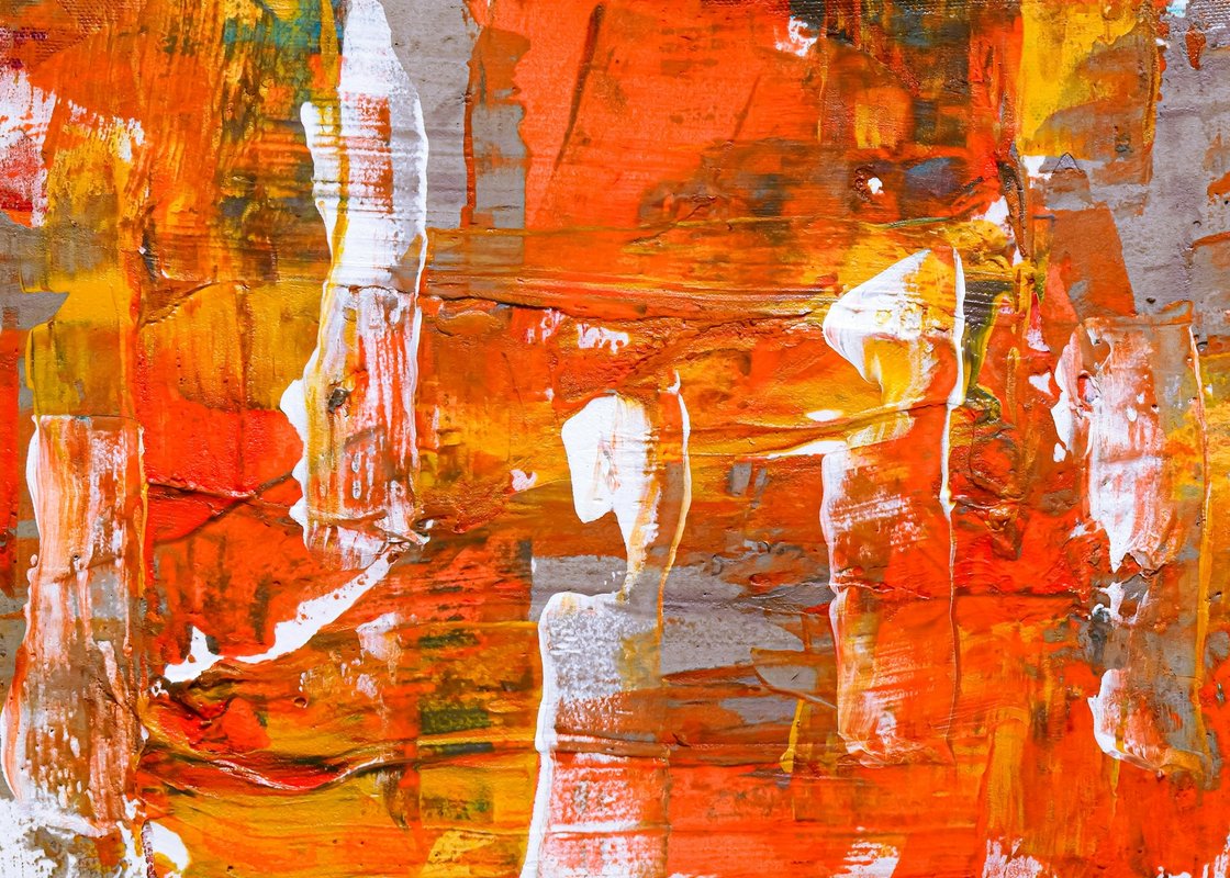 Turuncu Kırmızı Dinamik Fırça Soyut Tablo