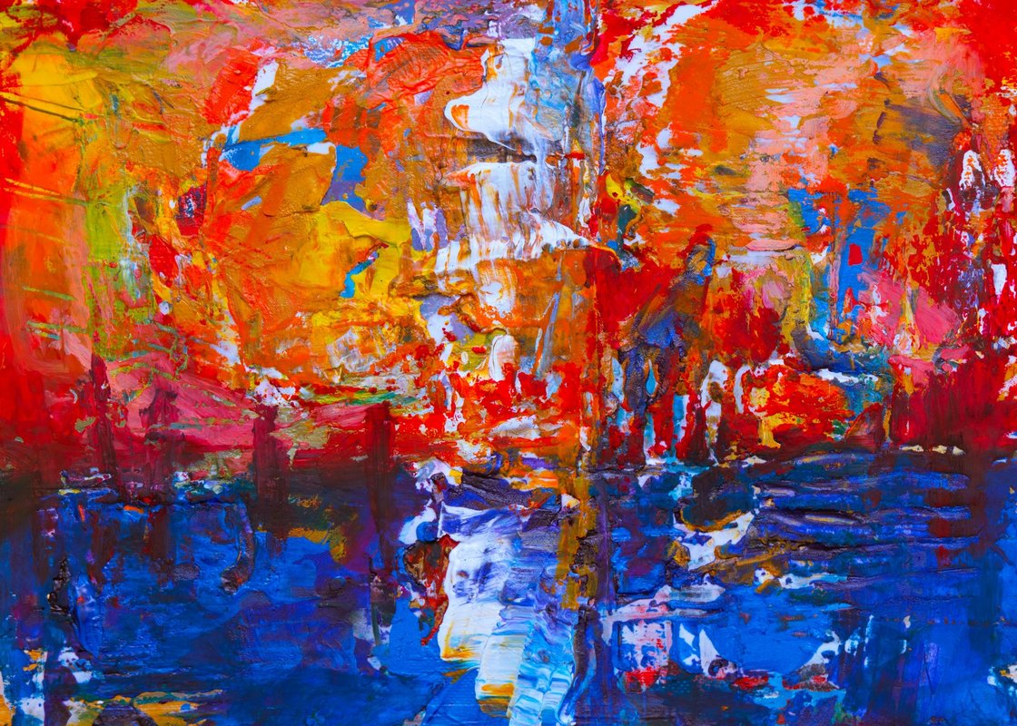 Turuncu Kırmızı Sakin Hareket Soyut Sanat Tablosu
