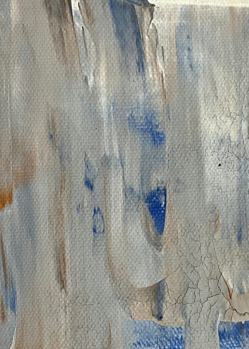 Turuncu Koyu Mavi Enerjik Titreşim Soyut Sanat Tablosu