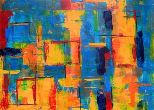 turuncu mavi dramatik spiral soyut sanat tablosu jpg