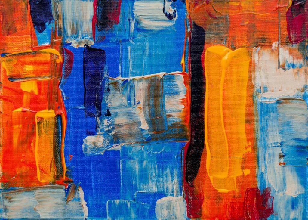 Turuncu Mavi Ritim Gecis Soyut Sanat Tablosu