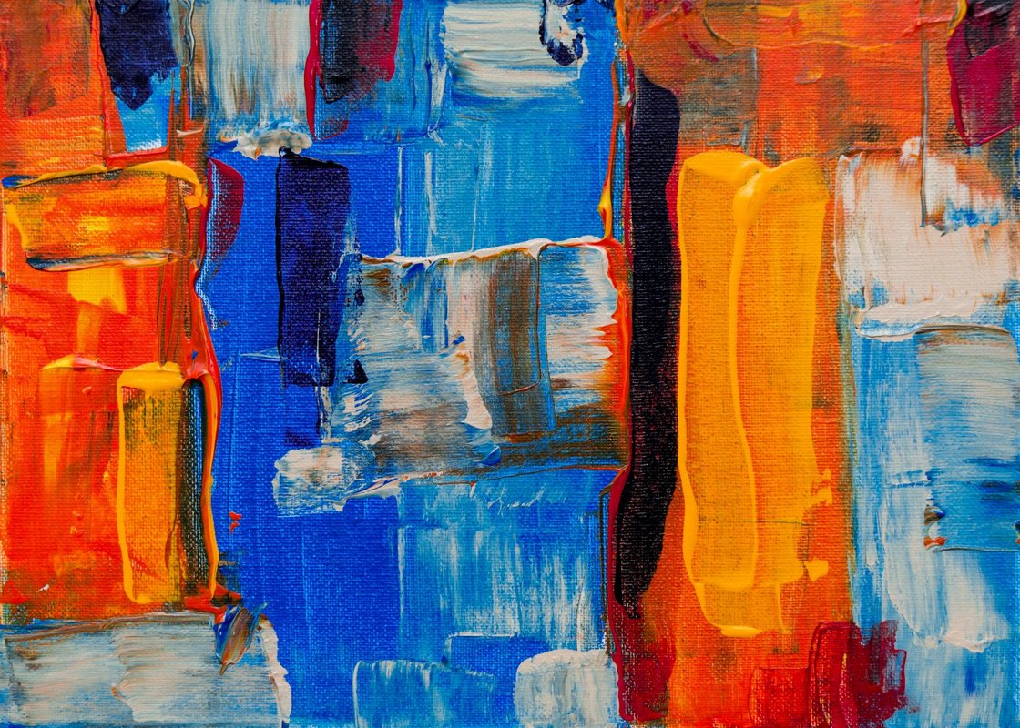 Turuncu Mavi Ritim Gecis Soyut Sanat Tablosu