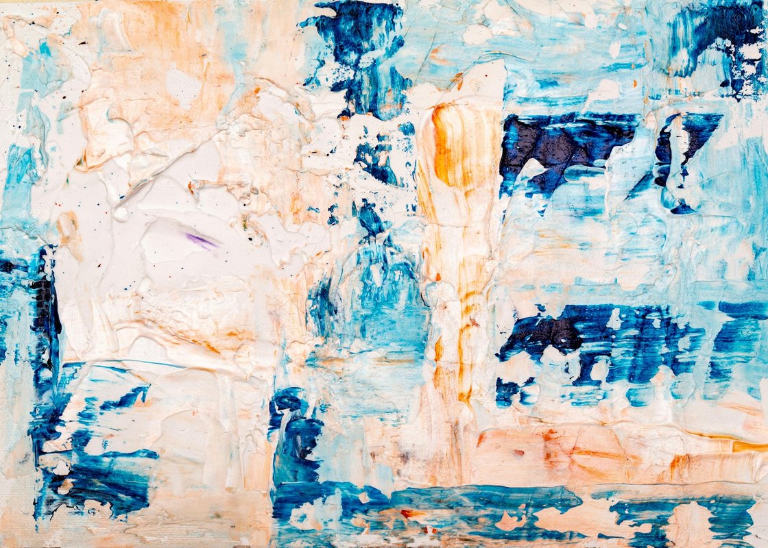 Turuncu Turkuaz Derin Çizgi Soyut Sanat Tablosu