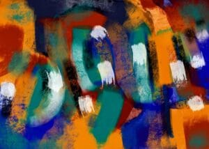 Turuncu Turkuaz Özgür Spiral Soyut Duvar Sanatı Tablosu