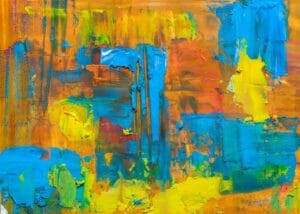 Turuncu Turkuaz Taze Patlama Soyut Sanat Tablosu