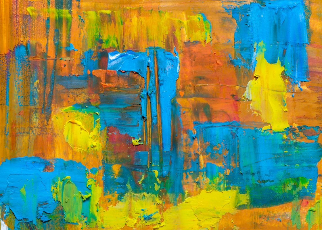 Turuncu Turkuaz Taze Patlama Soyut Sanat Tablosu