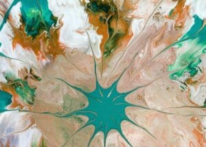 Turuncu Turkuaz Tutku Dalga Soyut Sanat Tablosu