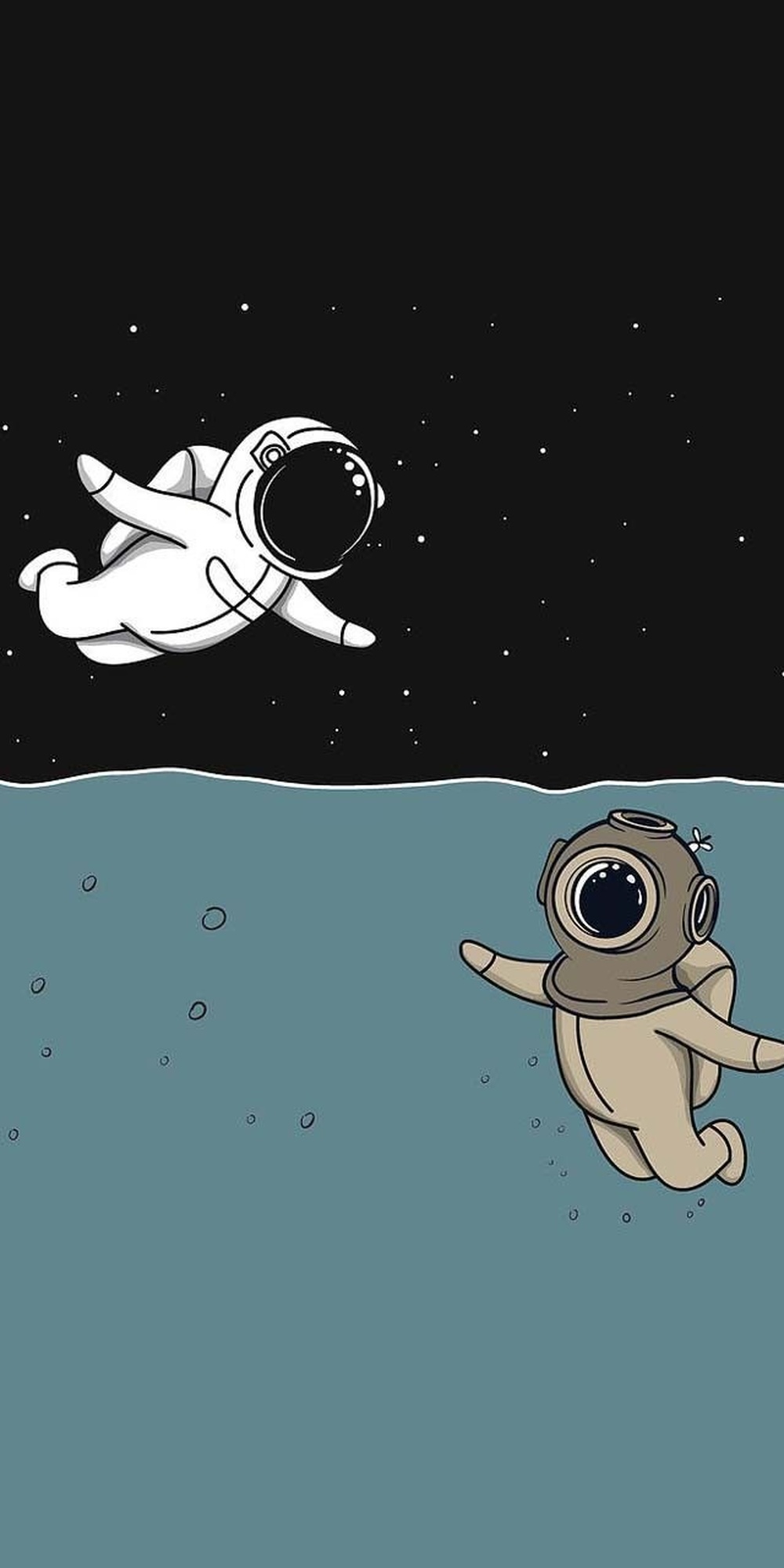 Astronot Arka Planda Uzay Gemisiyle Okyanusta Yüzüyor