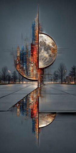 Ay Gece Kız Kulesi Minimal Tablo