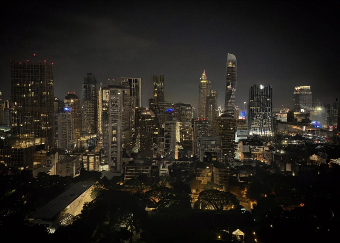 Bangkok Gece Ağaçlar Skyline Koyu