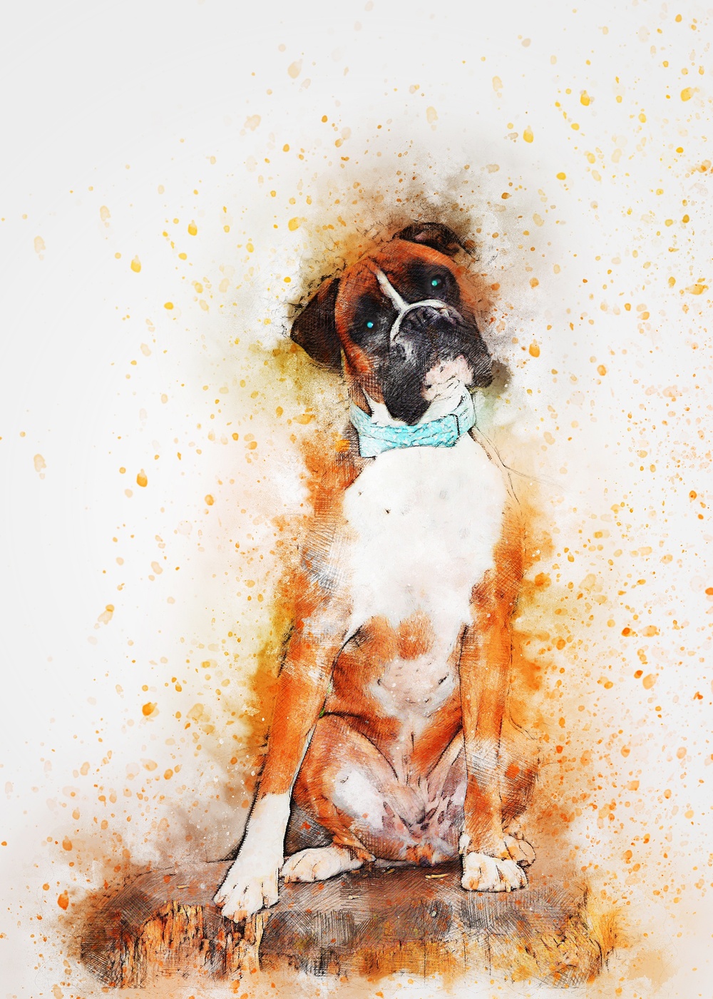 Boksör Köpeğinin Suluboya