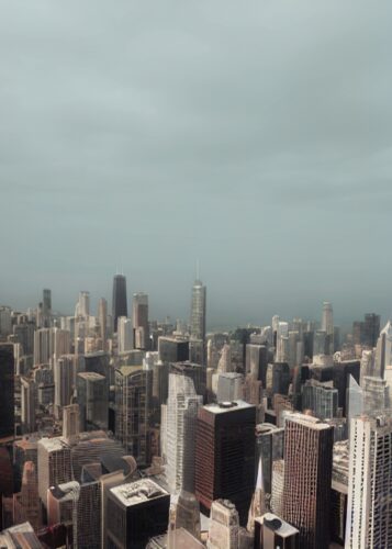 Chicago Havadan Bulutlu Gri Panorama