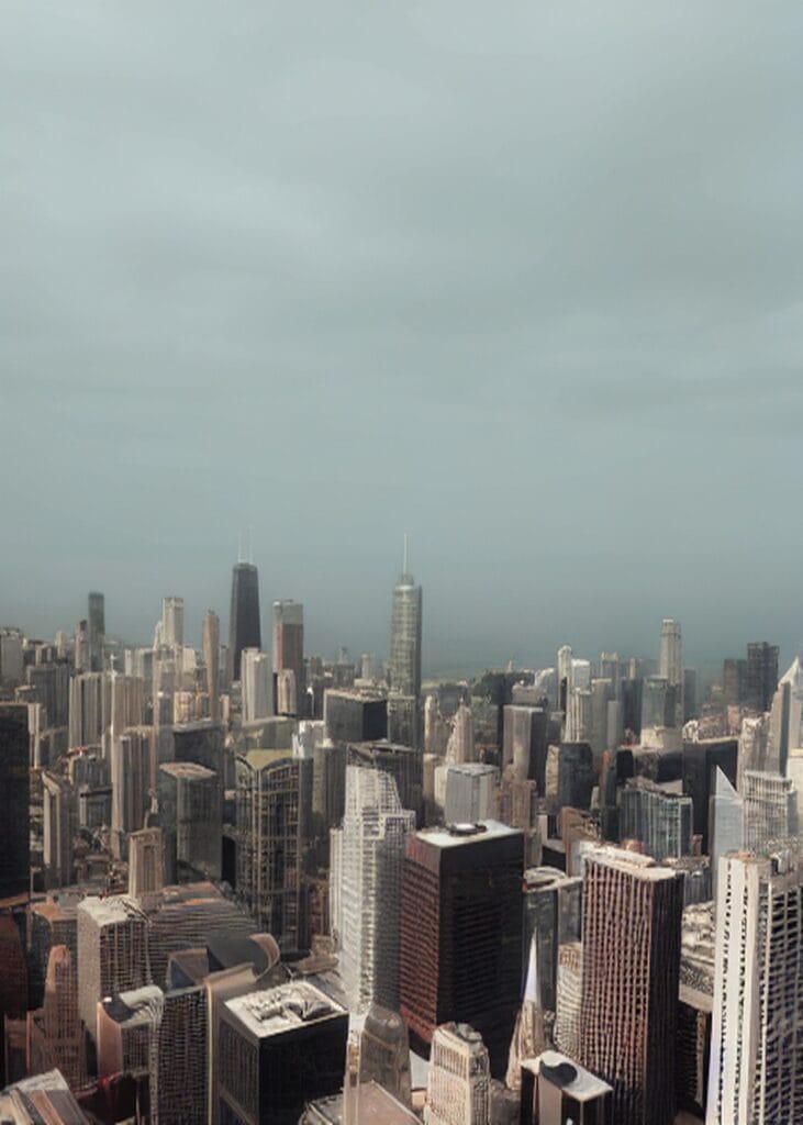 Chicago Havadan Bulutlu Tablosu - kanvas ve cam tablo | Dekolata