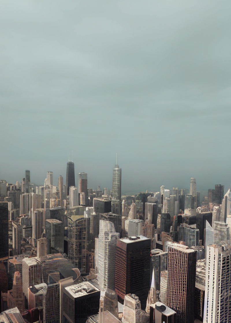 Chicago Havadan Bulutlu Gri Panorama