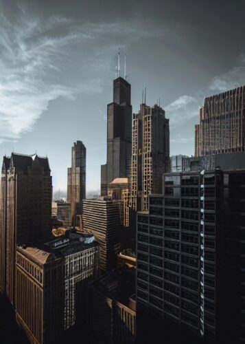 Chicago Is Merkezi Altın Dramatik Gökyüzü