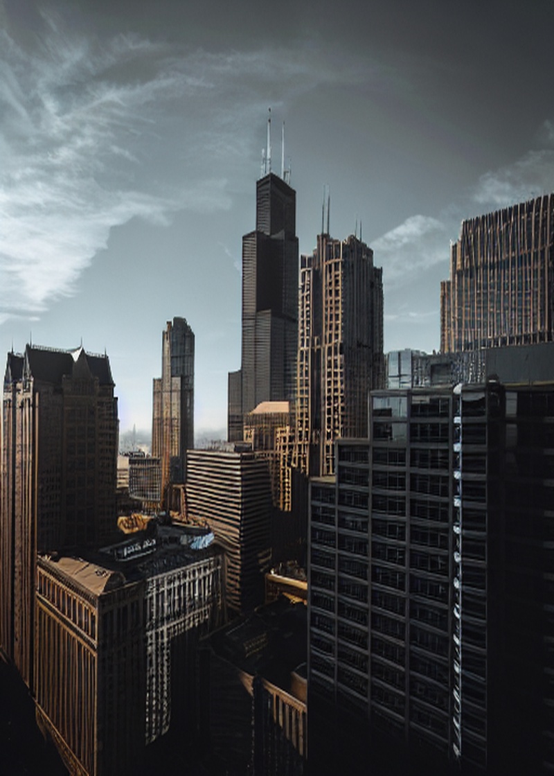 Chicago Is Merkezi Altın Dramatik Gökyüzü
