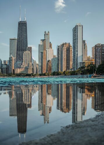 Chicago Köy Yansıması Gündüz Mavi