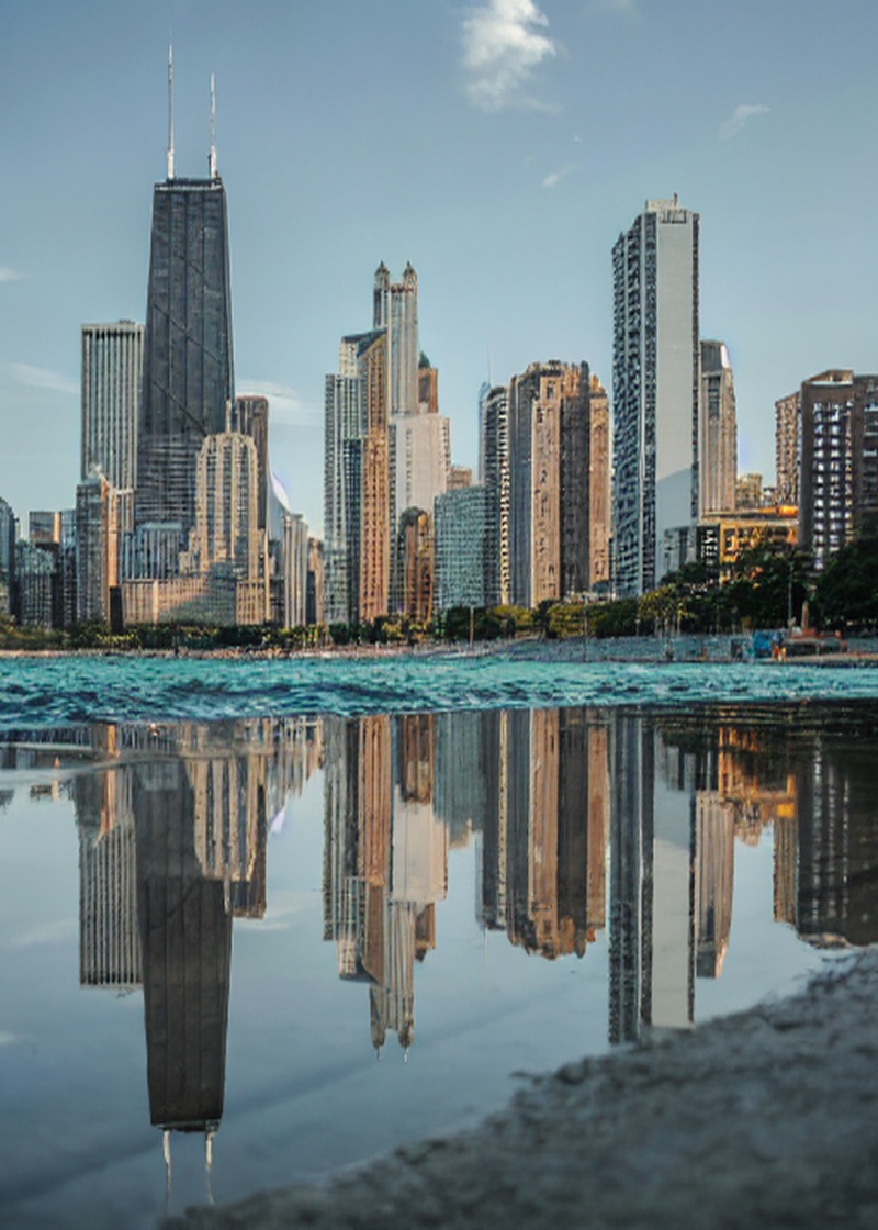 Chicago Köy Yansıması Gündüz Mavi