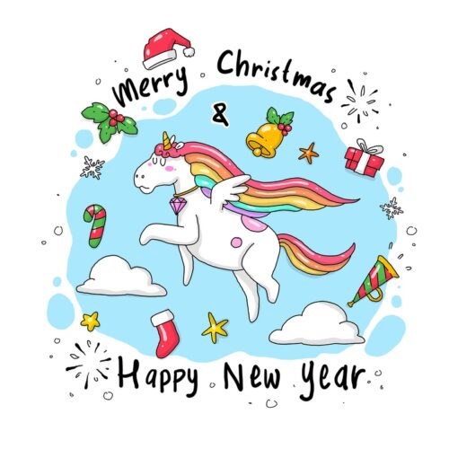 Gökkuşağı Yeleli Unicorn Noel Tablosu