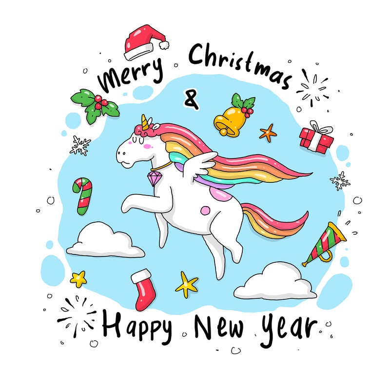 Gökkuşağı Yeleli Unicorn Noel Tablosu