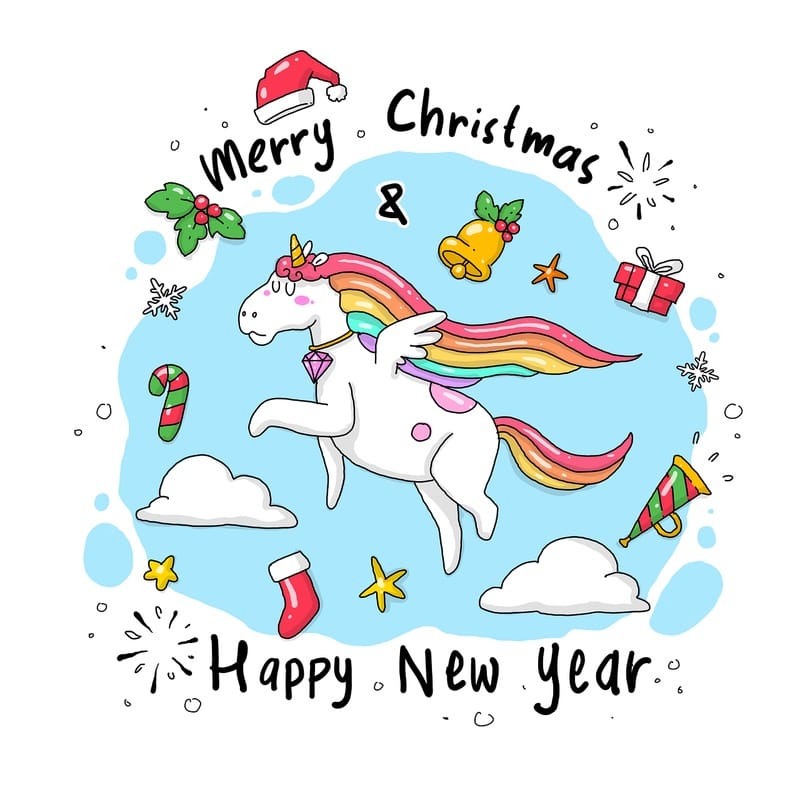 Gökkuşağı Yeleli Unicorn Noel Tablosu