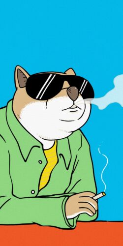 Güneş Gözlüğü Takan Sigara İçen Kedi Çizimi