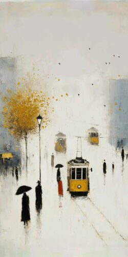 İstanbul Tramvay Yağmur Sanat Tablo