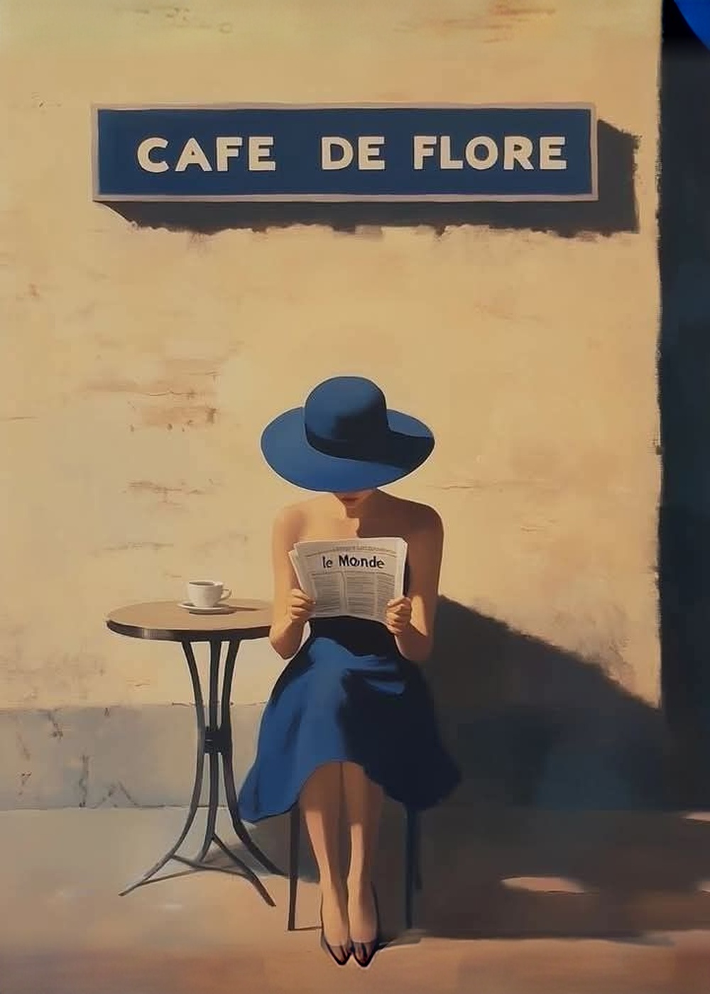 Kadın Cafe De Flore Retro Tablo