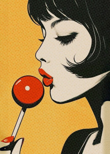 Kadın Lolipop Pop Art Tablo