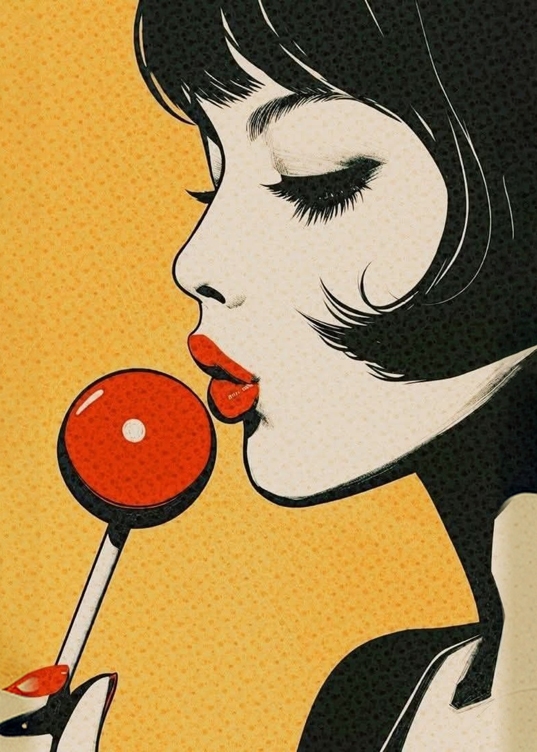 Kadın Lolipop Pop Art Tablo
