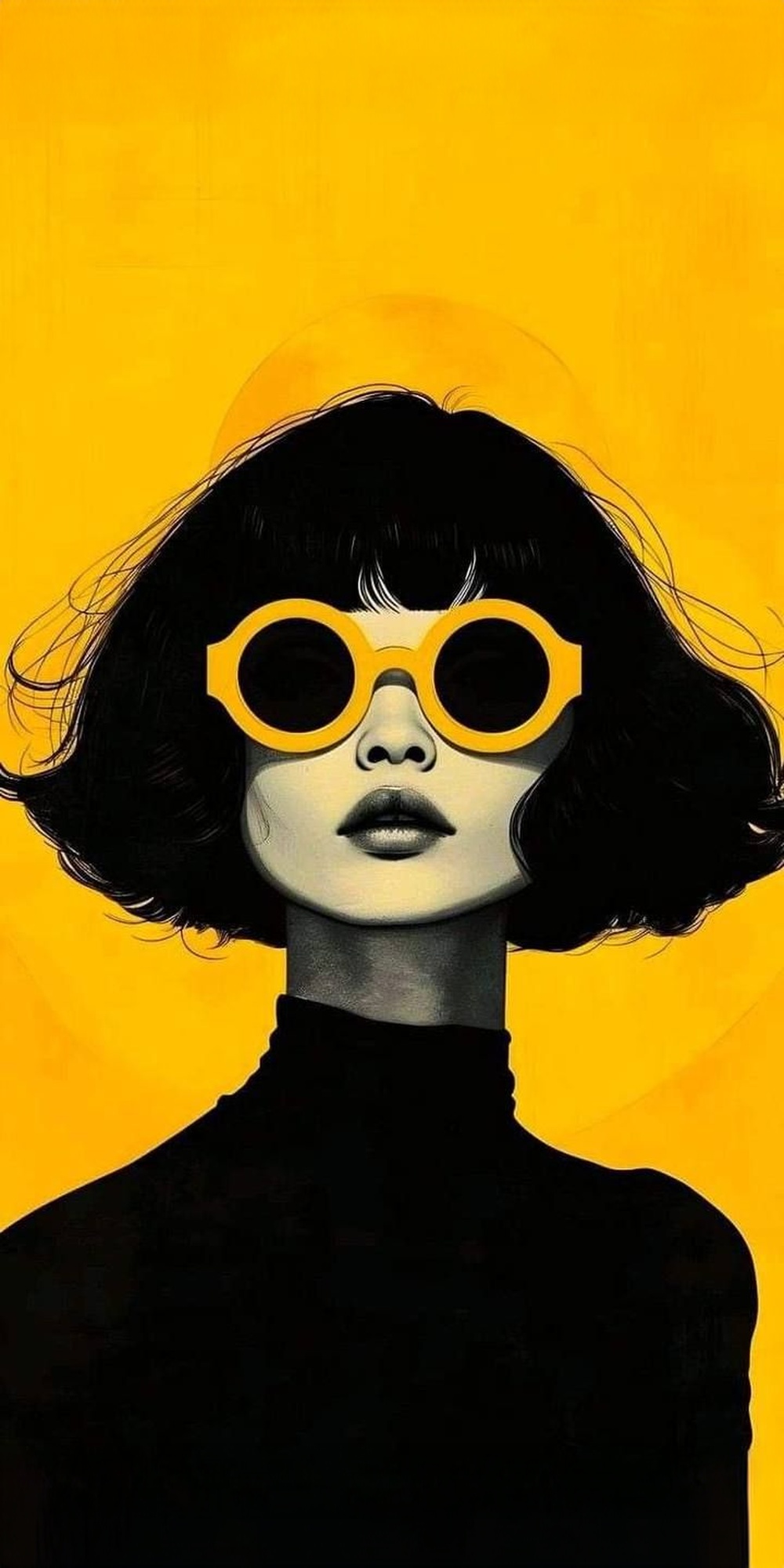 Kadın Sarı Gözlük Pop Art Tablo