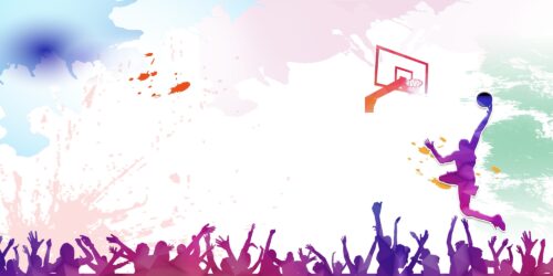 Kalabalığın Önünde Basketbol Topuyla Havaya Zıplayan Kişi