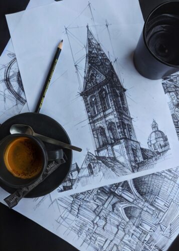 Katedal Taslak Espresso Fincan Tablosu